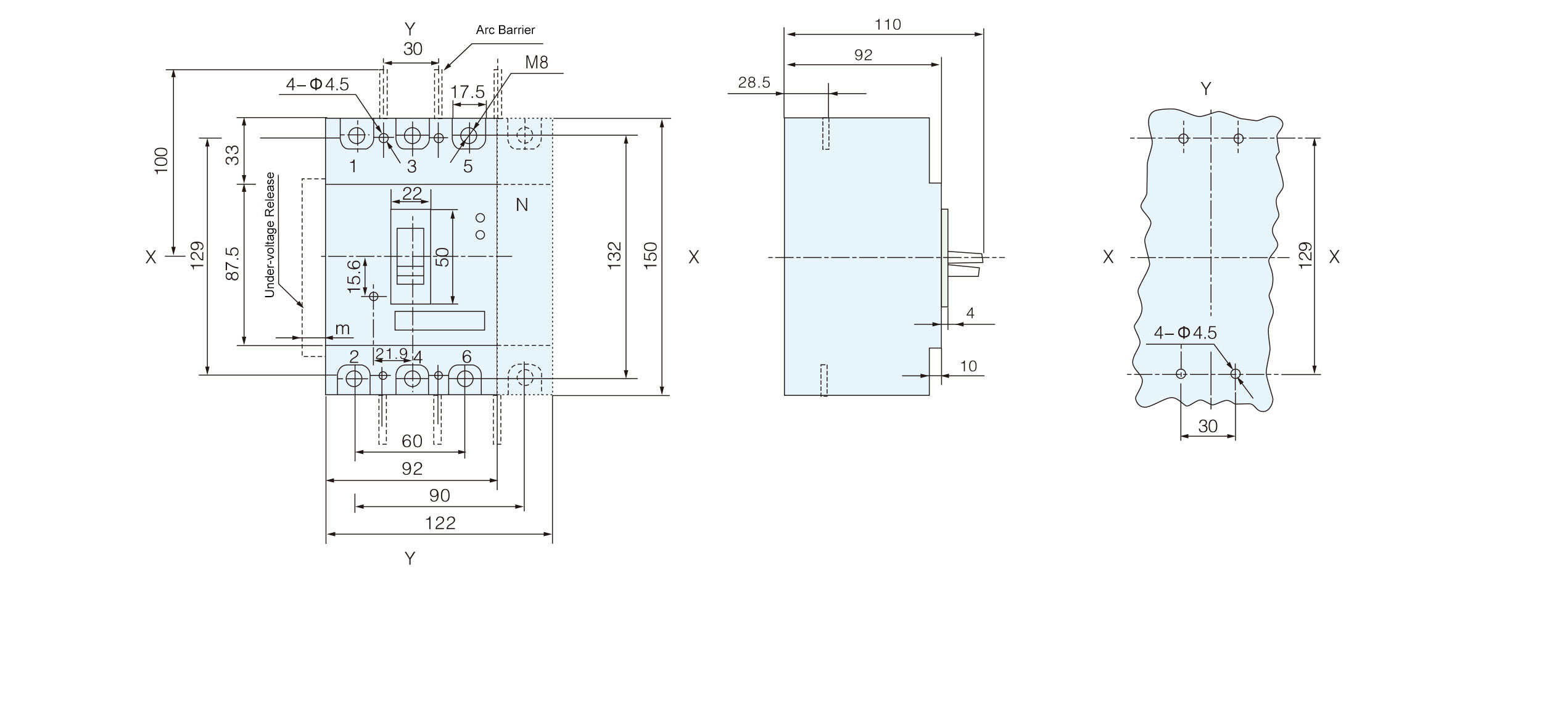 Dimensions of mccb Dimensions de MCCB