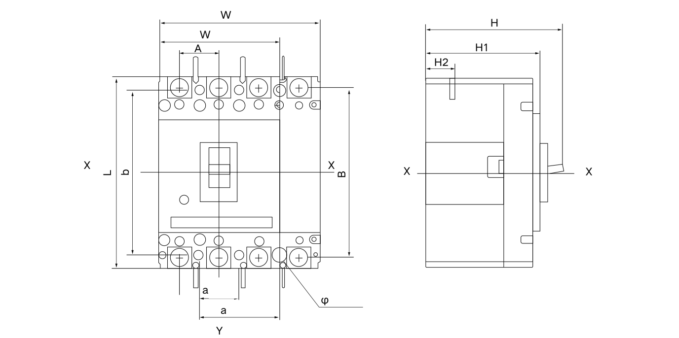 Dimensions de RCCB